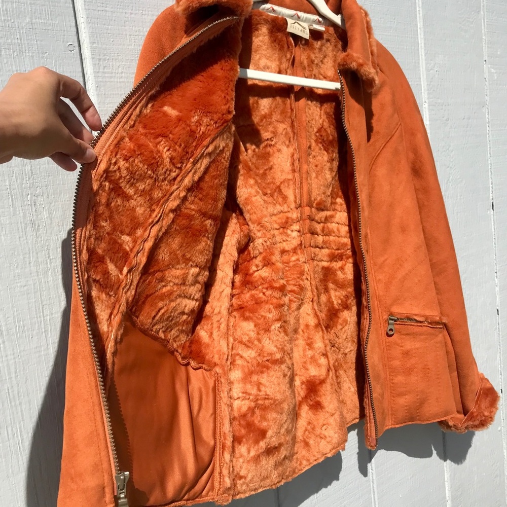 Tsunami rust/burnt orange suede sherpa lined soft chunky retro vintage jacket - Picture 5 of 8